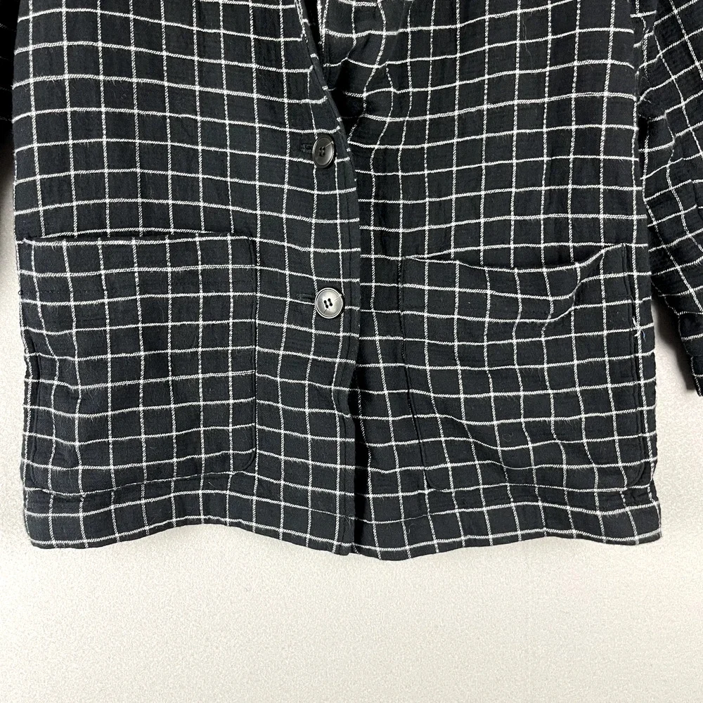 Madewell Waffleback Shaw Blazer Women Small Black Windowpane Cotton Unstructured